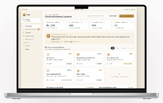 The Tuka for Hotels staff dashboard on a laptop