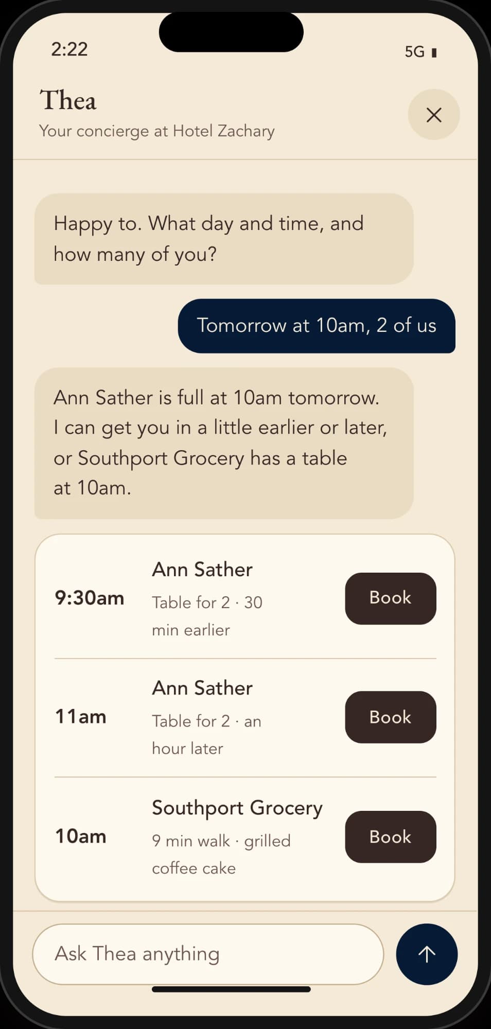 Alternative booking times