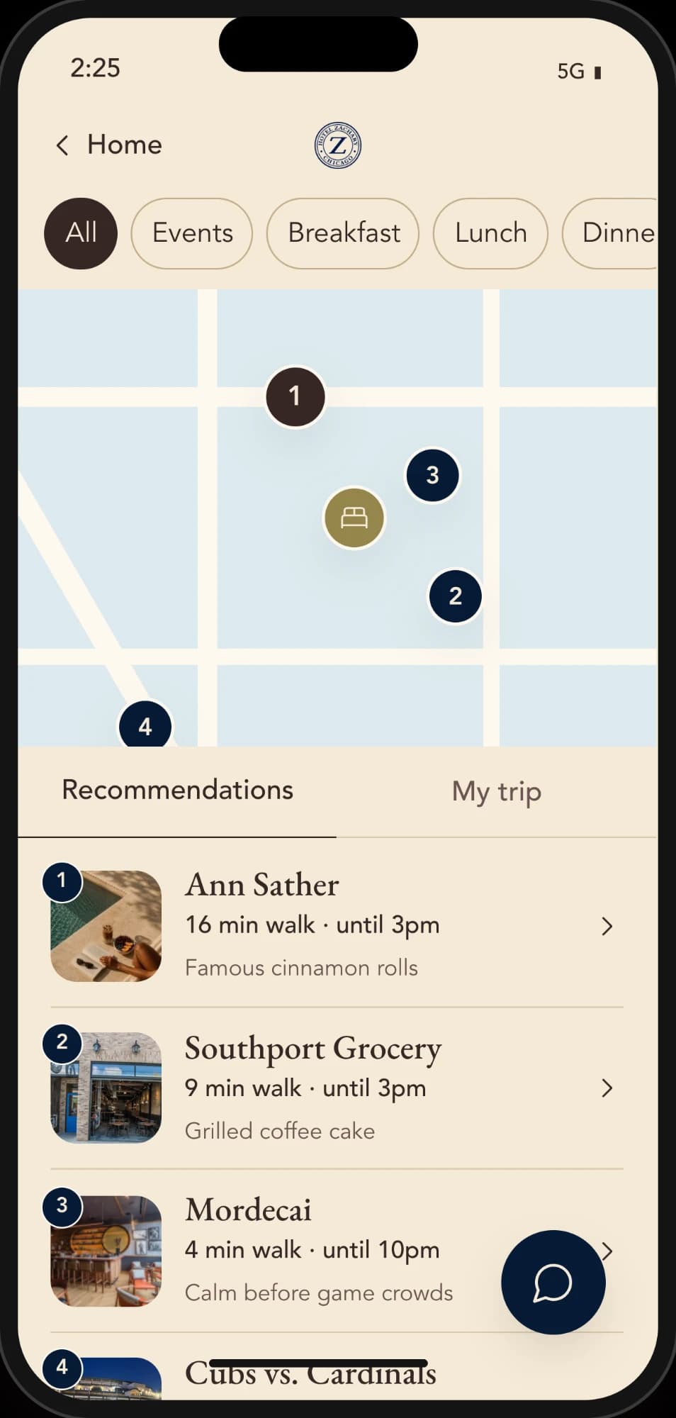 Map of local recommendations