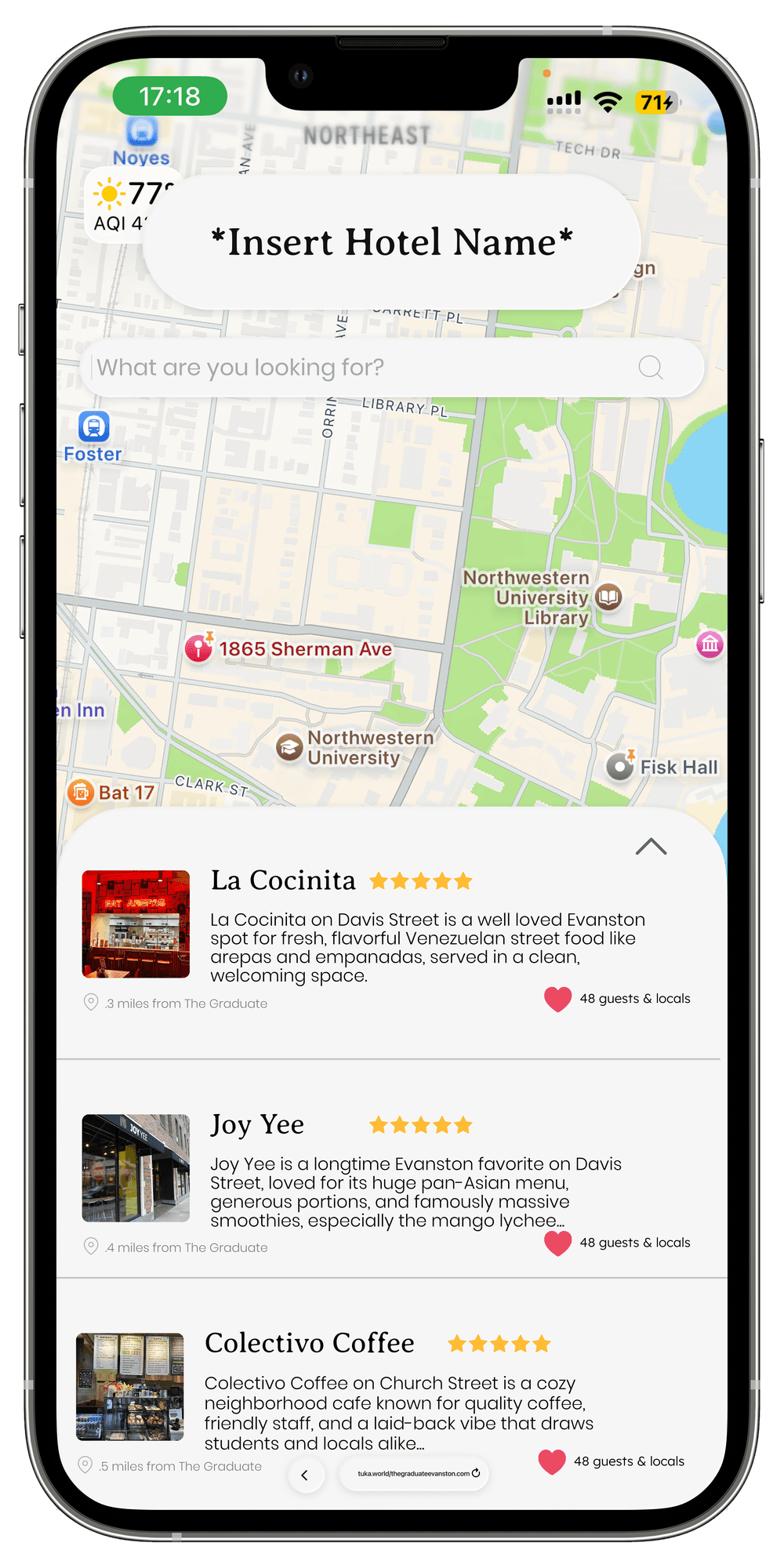 The Tuka guest map with local recommendations